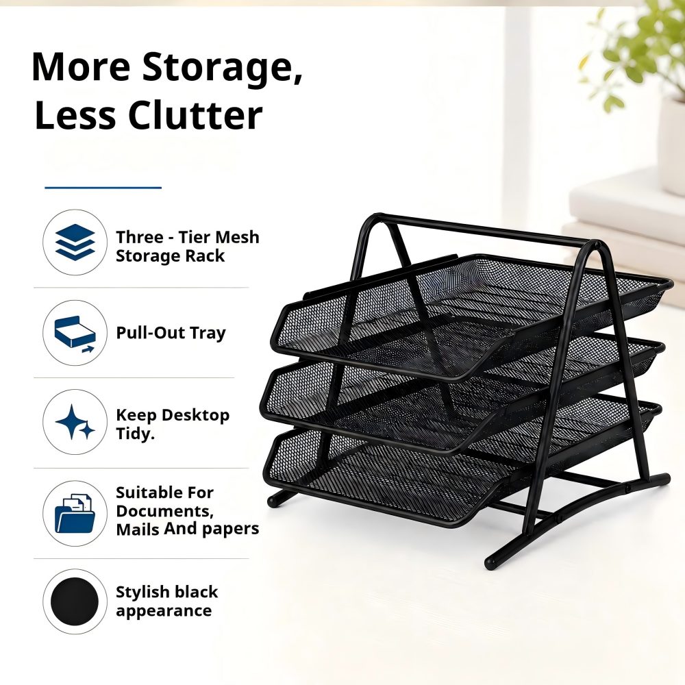 Paper Basket Mesh - منظم ملفات شبكي معدني للمكتب، صينية