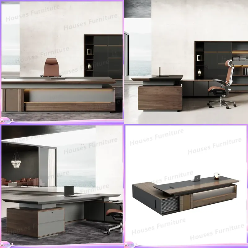 Office Furniture Desk - مكتب تنفيذي فاخر من الخشب الصلب،