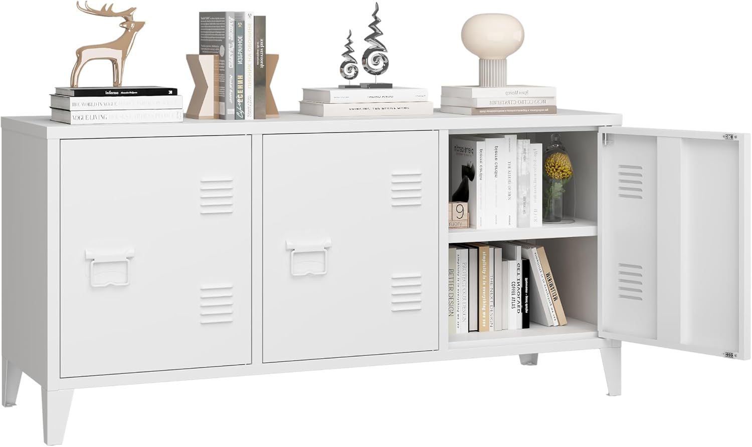 Office Furniture Credenza - حامل تلفزيون عصري، خزانة تخزين معدنية