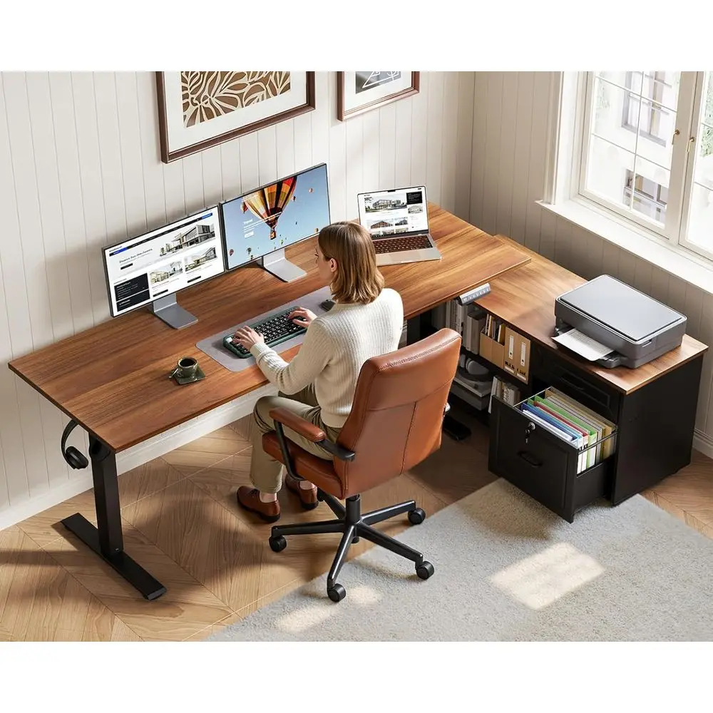 مكتب كهربائي على شكل حرف L مقا - مراجعة Office Furniture Desk وسعره