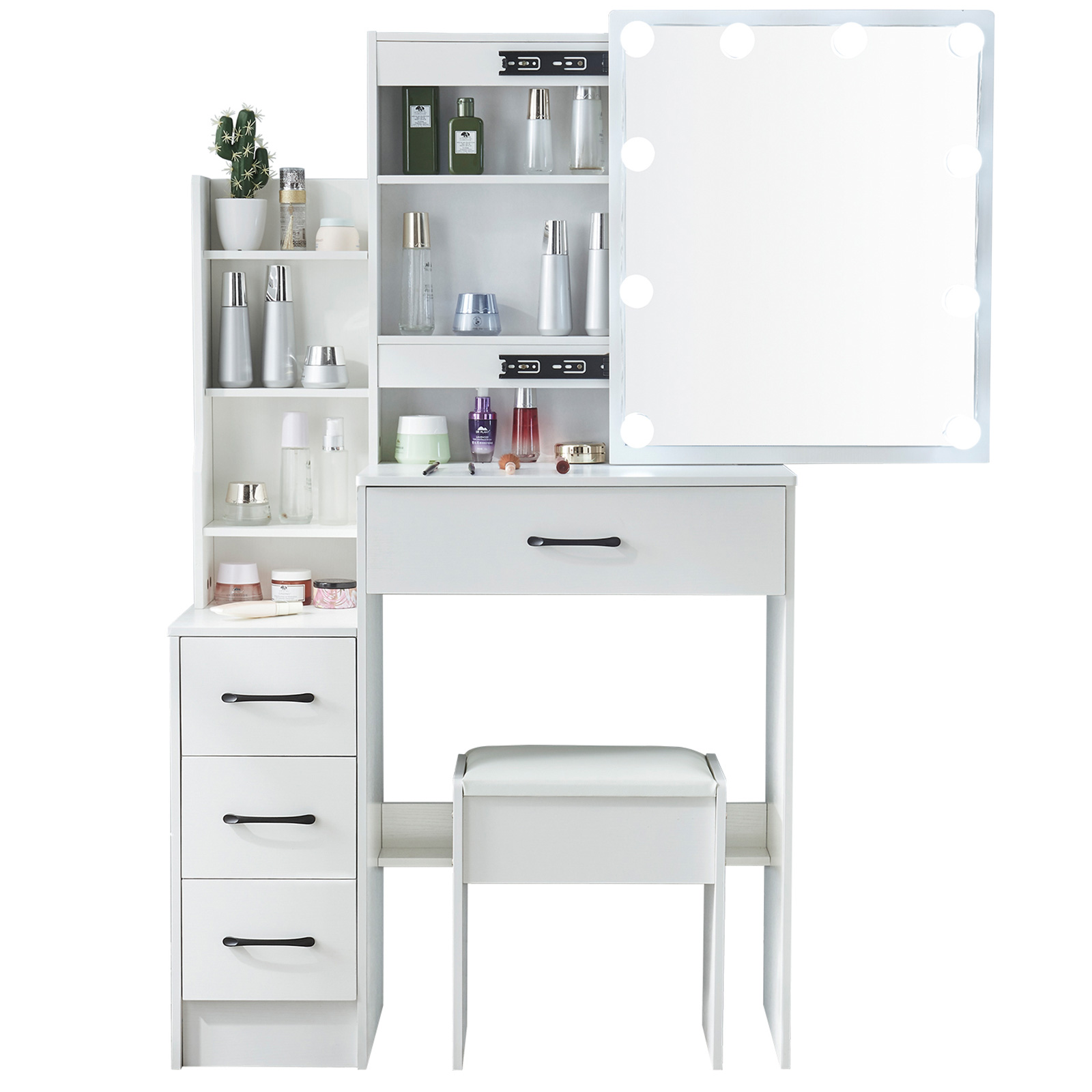 طاولة مكياج LED مع مرآة وكرسي، - مراجعة Office Furniture Credenza وسعره