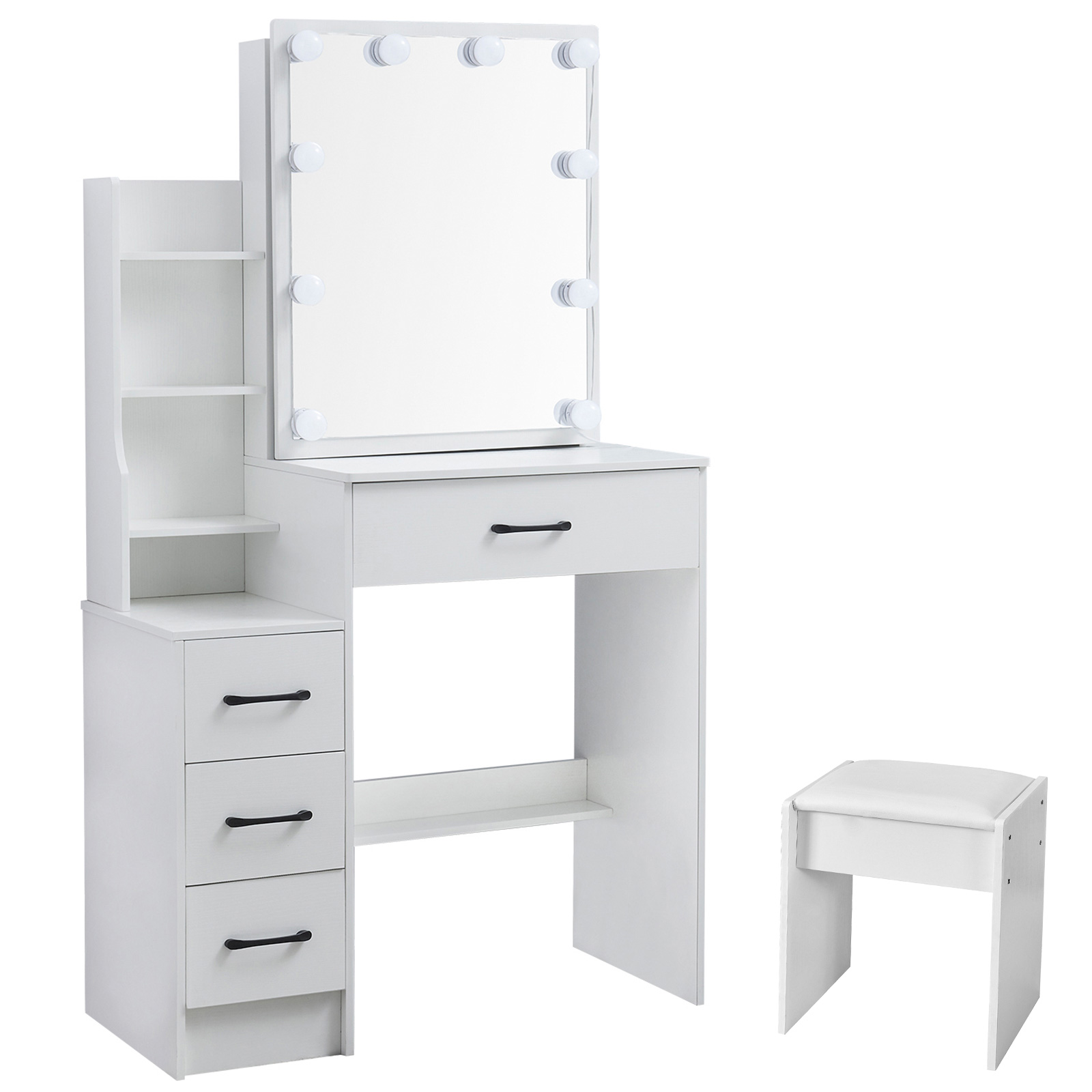 طاولة مكياج LED مع مرآة وكرسي، - مراجعة Office Furniture Credenza وسعره